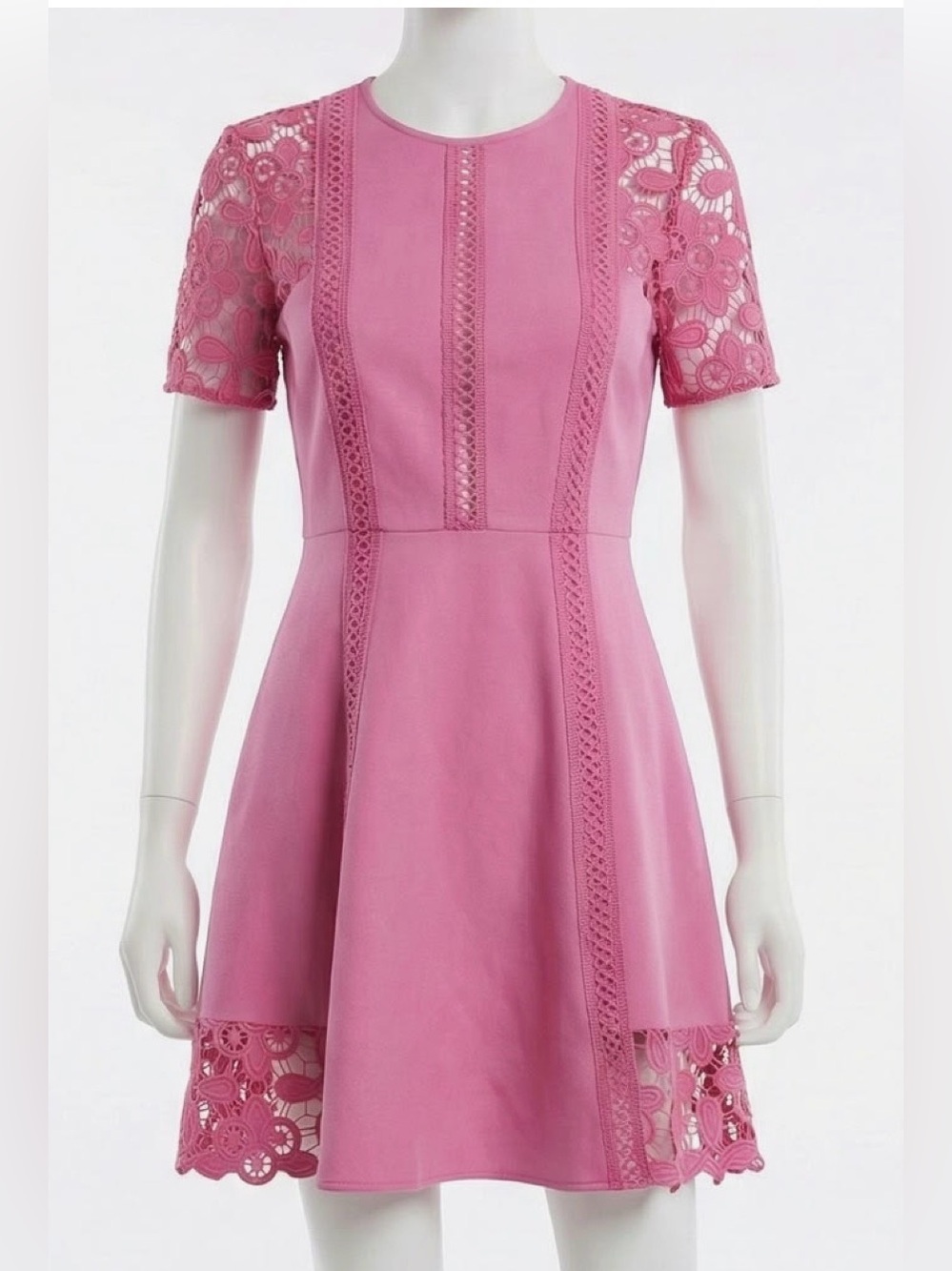 Pink Lace Panel Fit & Flare Dress ASOS